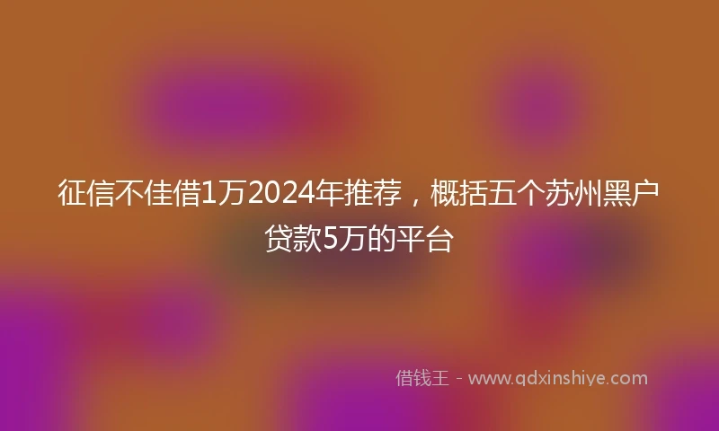 征信不佳借1万2024年推荐，概括五个苏州黑户贷款5万的平台