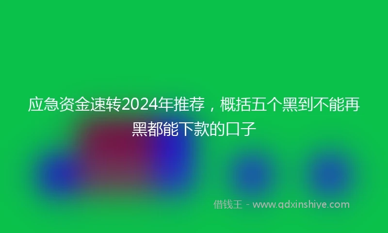 应急资金速转2024年推荐，概括五个黑到不能再黑都能下款的口子