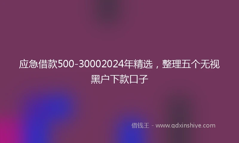 应急借款500-30002024年精选，整理五个无视黑户下款口子