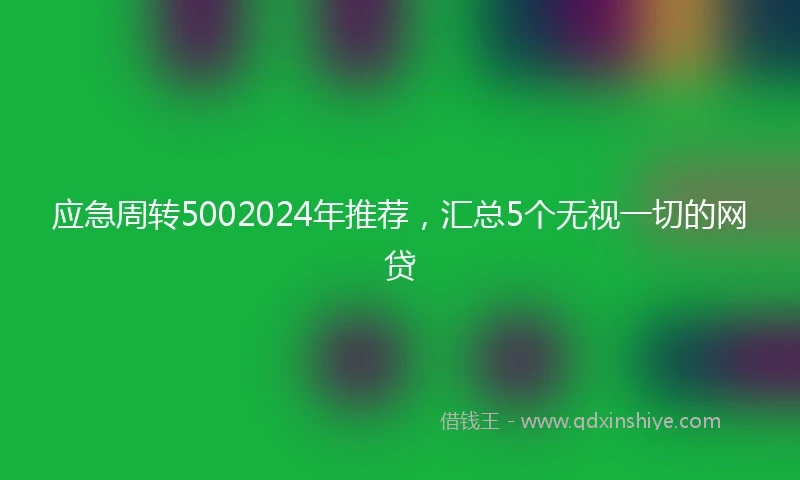 应急周转5002024年推荐，汇总5个无视一切的网贷