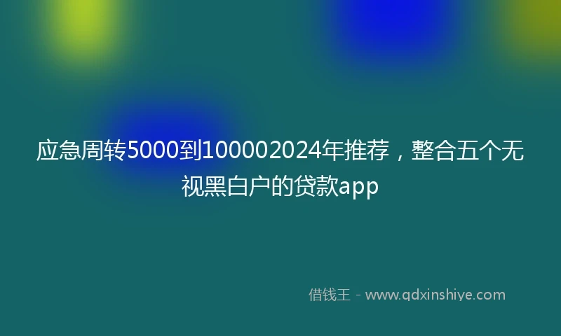 应急周转5000到100002024年推荐，整合五个无视黑白户的贷款app