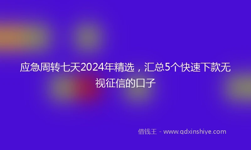 应急周转七天2024年精选，汇总5个快速下款无视征信的口子