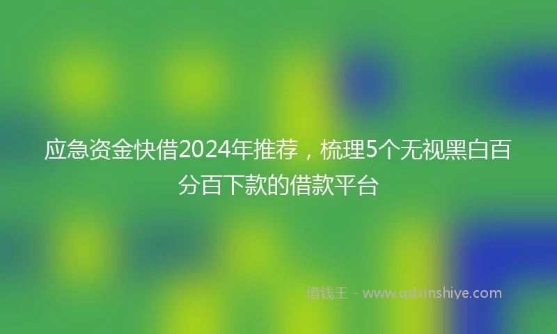 应急资金快借2024年推荐，梳理5个无视黑白百分百下款的借款平台