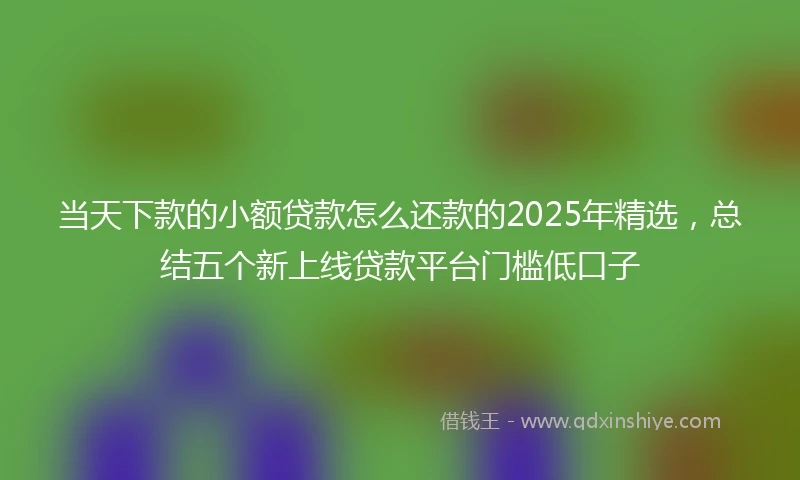 当天下款的小额贷款怎么还款的2025年精选，总结五个新上线贷款平台门槛低口子