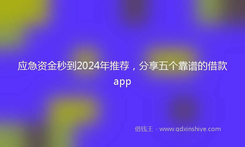 应急资金秒到2024年推荐，分享五个靠谱的借款app
