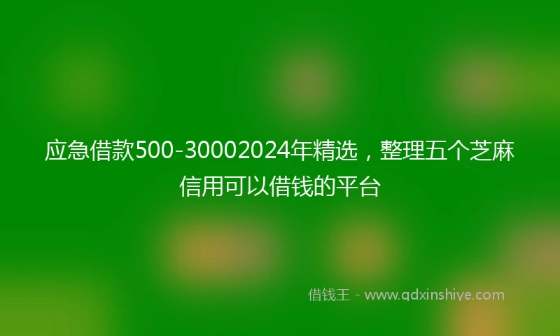 应急借款500-30002024年精选，整理五个芝麻信用可以借钱的平台