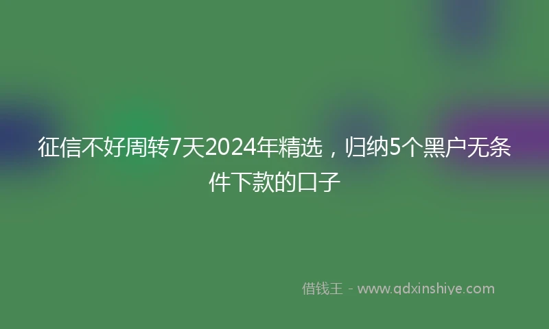 征信不好周转7天2024年精选，归纳5个黑户无条件下款的口子