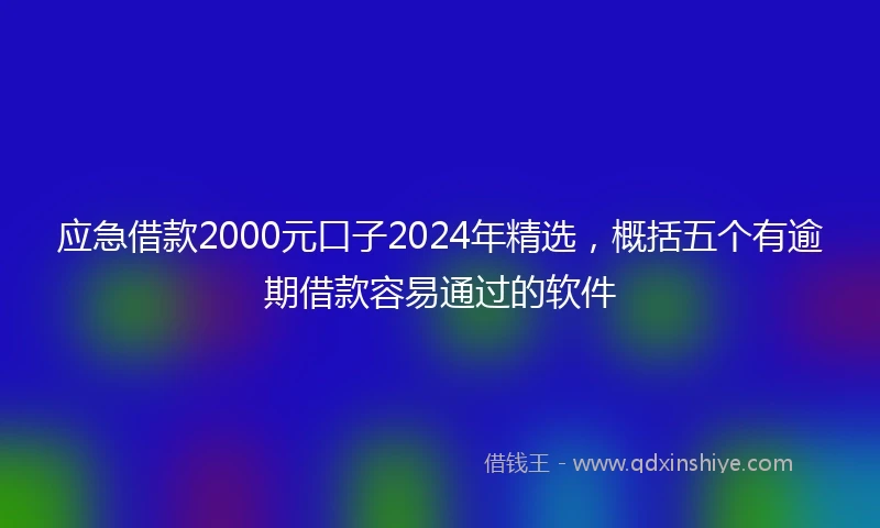 应急借款2000元口子2024年精选，概括五个有逾期借款容易通过的软件