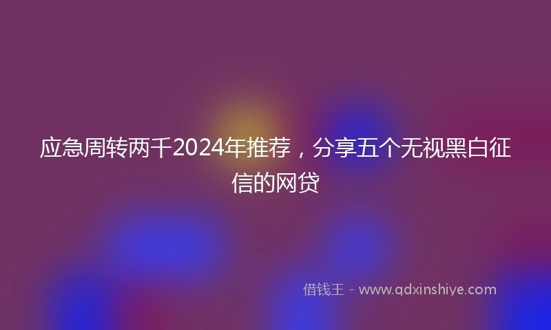应急周转两千2024年推荐，分享五个无视黑白征信的网贷