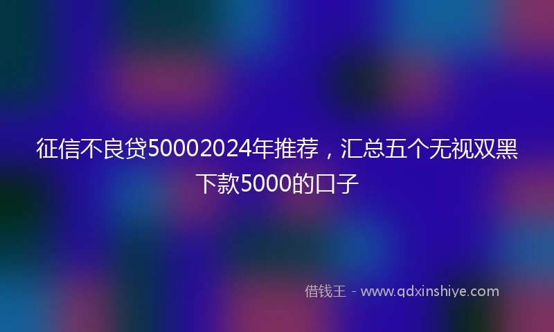 征信不良贷50002024年推荐，汇总五个无视双黑下款5000的口子