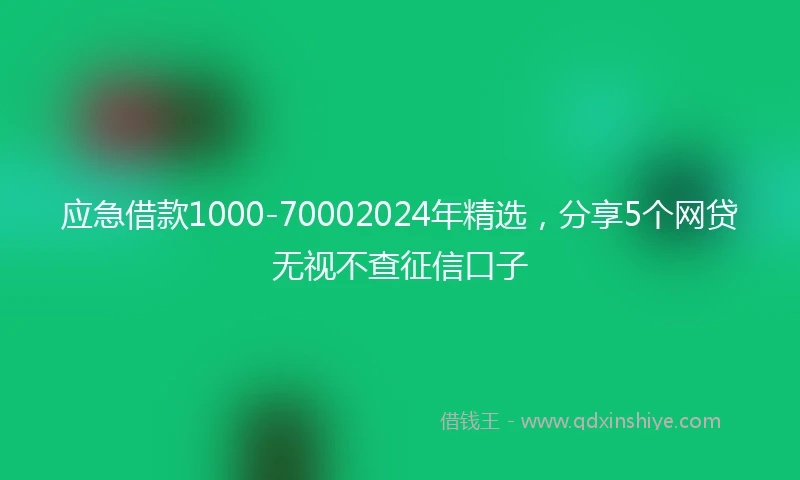 应急借款1000-70002024年精选，分享5个网贷无视不查征信口子