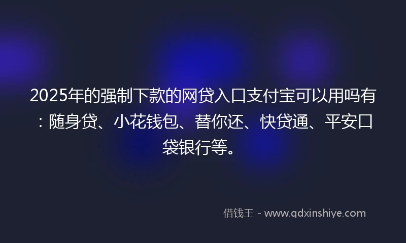 2025年的强制下款的网贷入口支付宝可以用吗有：随身贷、小花钱包、替你还、快贷通、平安口袋银行等。