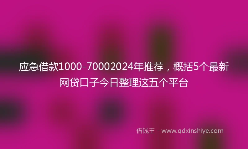 应急借款1000-70002024年推荐，概括5个最新网贷口子今日整理这五个平台