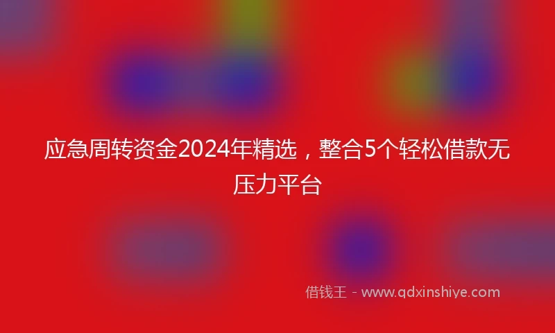 应急周转资金2024年精选，整合5个轻松借款无压力平台