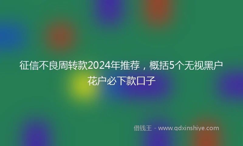 征信不良周转款2024年推荐，概括5个无视黑户花户必下款口子