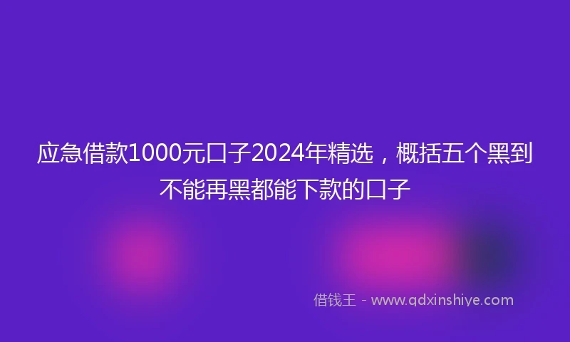 应急借款1000元口子2024年精选，概括五个黑到不能再黑都能下款的口子