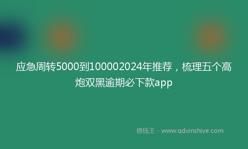 应急周转5000到100002024年推荐，梳理五个高炮双黑逾期必下款app