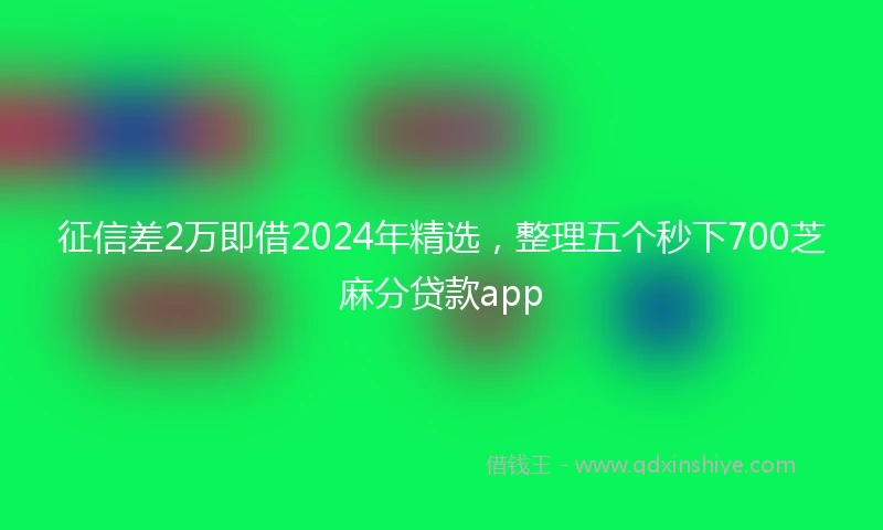 征信差2万即借2024年精选，整理五个秒下700芝麻分贷款app