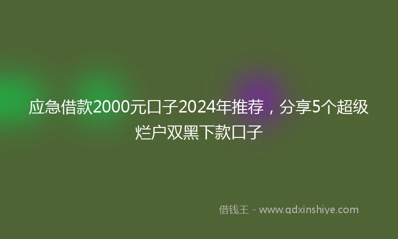 应急借款2000元口子2024年推荐，分享5个超级烂户双黑下款口子