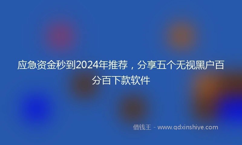 应急资金秒到2024年推荐，分享五个无视黑户百分百下款软件