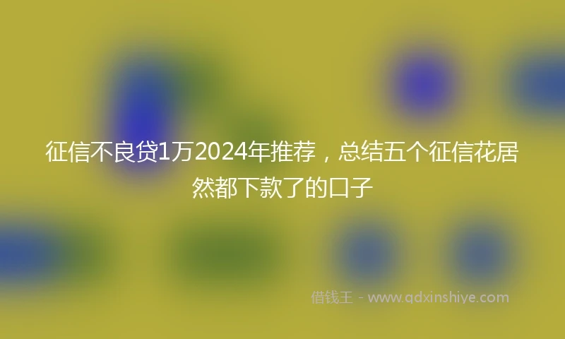 征信不良贷1万2024年推荐，总结五个征信花居然都下款了的口子