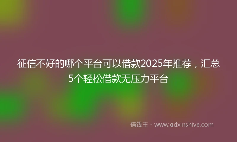 征信不好的哪个平台可以借款2025年推荐，汇总5个轻松借款无压力平台