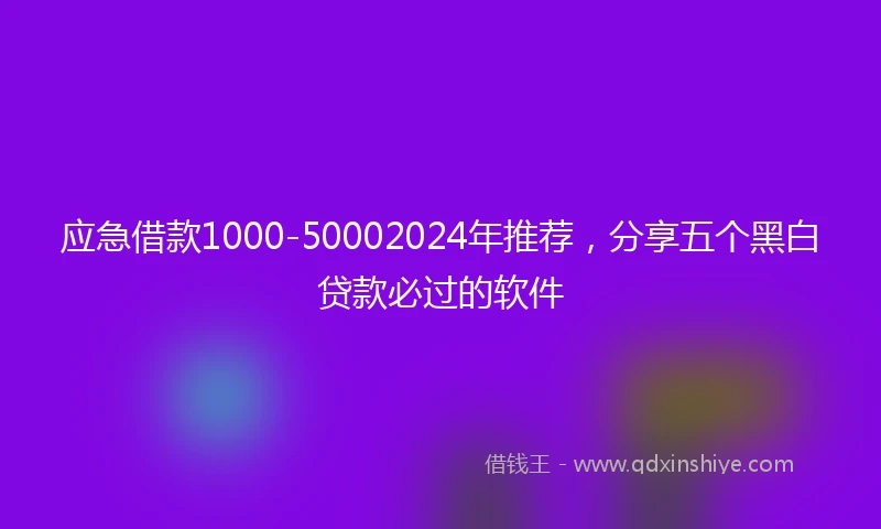 应急借款1000-50002024年推荐，分享五个黑白贷款必过的软件