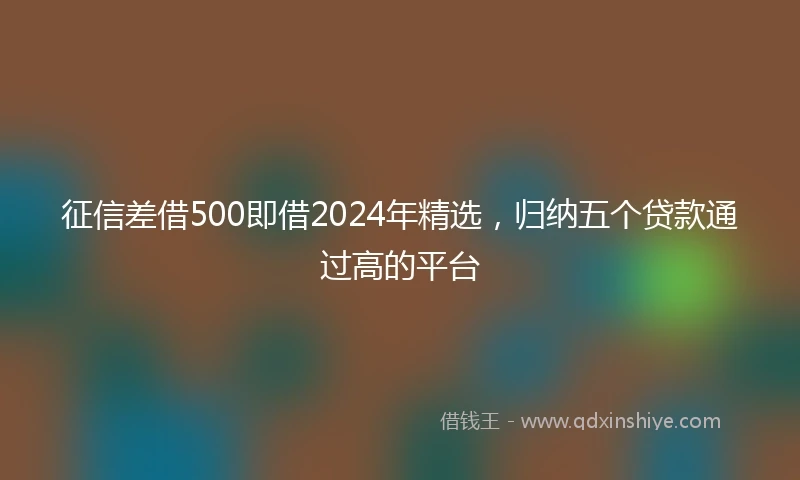 征信差借500即借2024年精选，归纳五个贷款通过高的平台