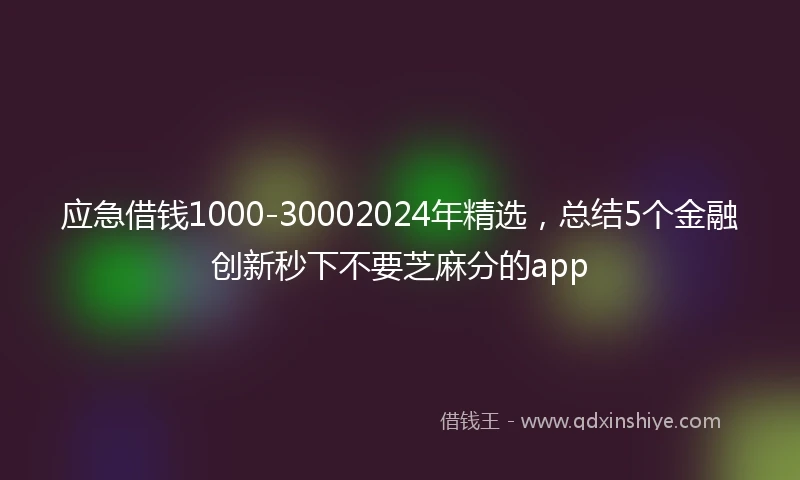 应急借钱1000-30002024年精选，总结5个金融创新秒下不要芝麻分的app