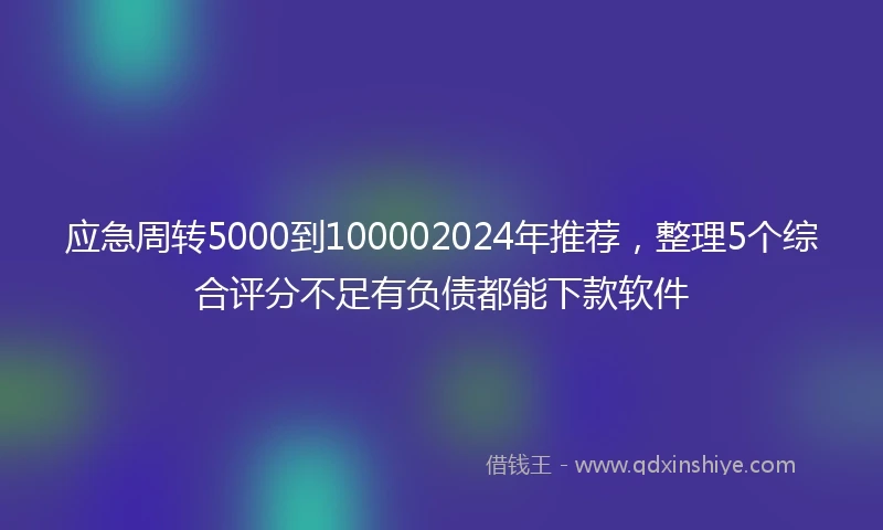 应急周转5000到100002024年推荐，整理5个综合评分不足有负债都能下款软件