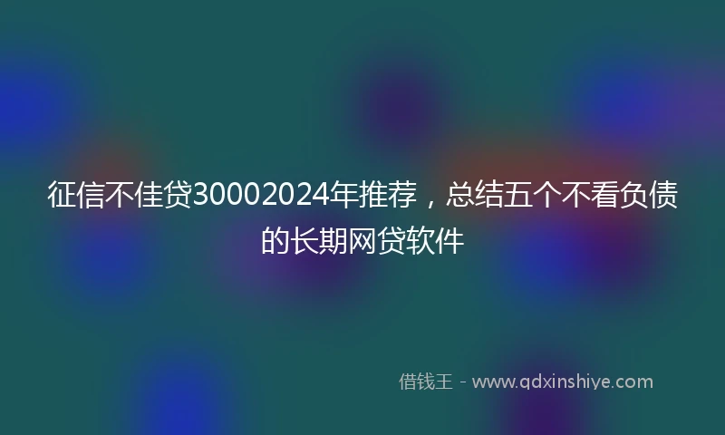 征信不佳贷30002024年推荐，总结五个不看负债的长期网贷软件
