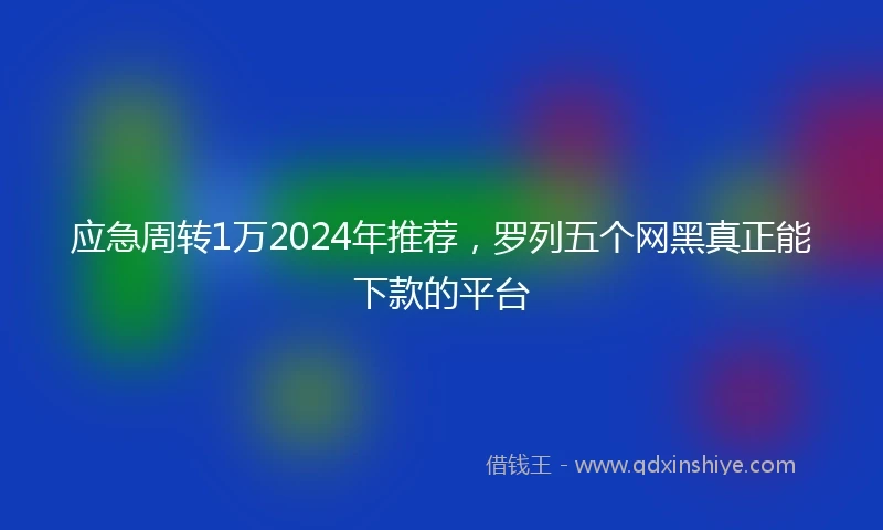 应急周转1万2024年推荐，罗列五个网黑真正能下款的平台