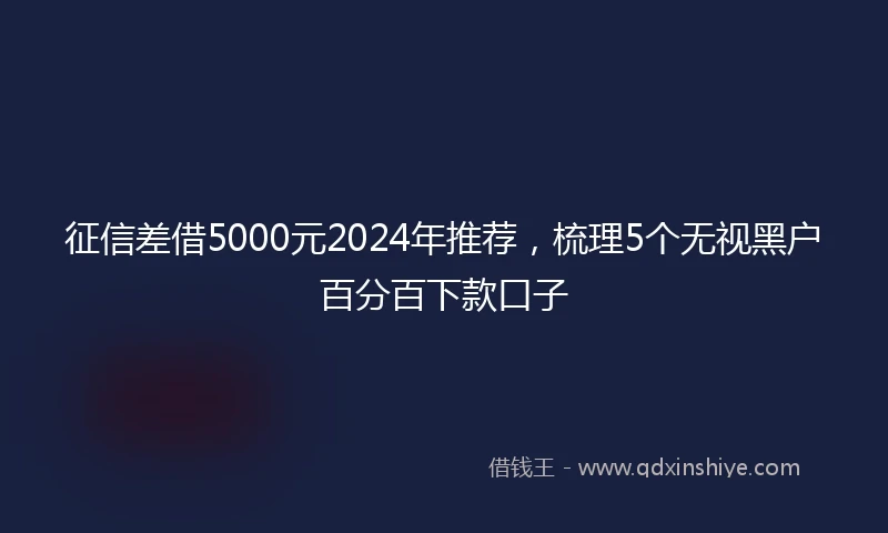 征信差借5000元2024年推荐，梳理5个无视黑户百分百下款口子
