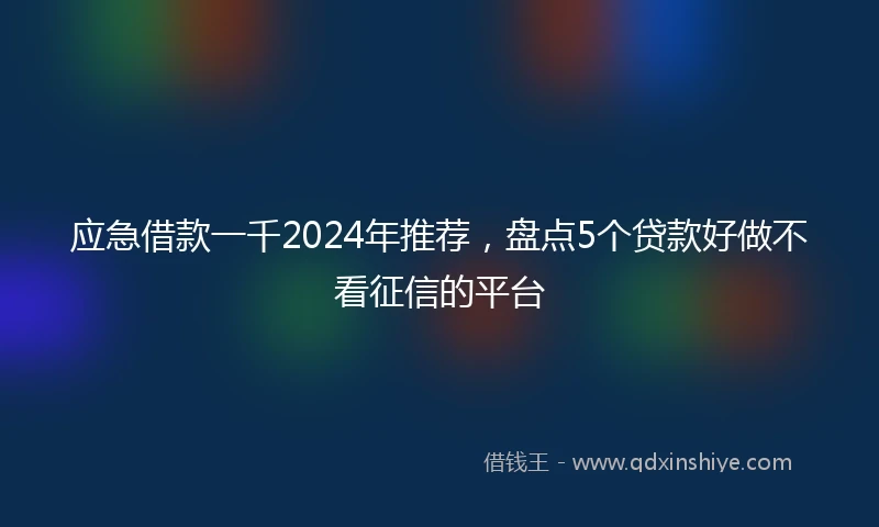 应急借款一千2024年推荐，盘点5个贷款好做不看征信的平台