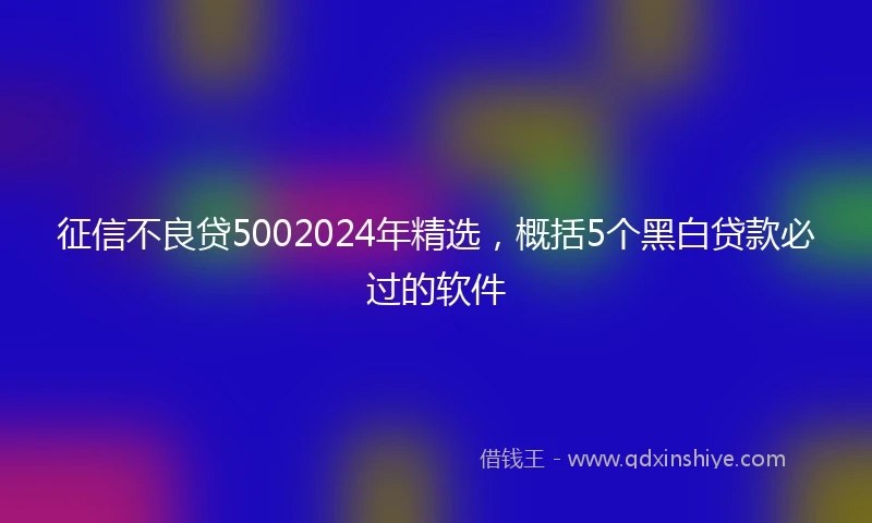 征信不良贷5002024年精选，概括5个黑白贷款必过的软件
