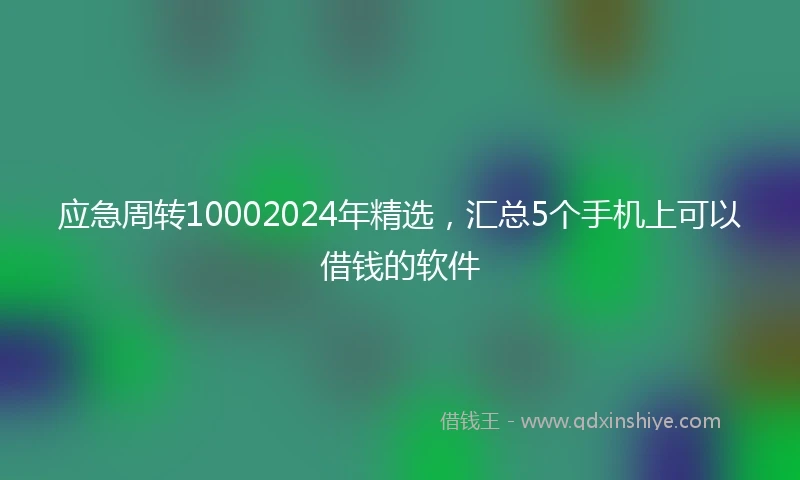 应急周转10002024年精选，汇总5个手机上可以借钱的软件