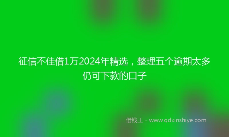 征信不佳借1万2024年精选，整理五个逾期太多仍可下款的口子