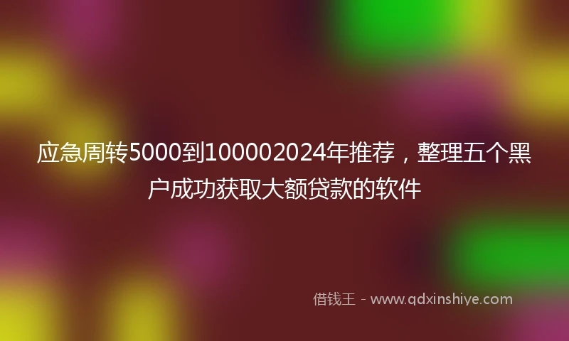应急周转5000到100002024年推荐，整理五个黑户成功获取大额贷款的软件