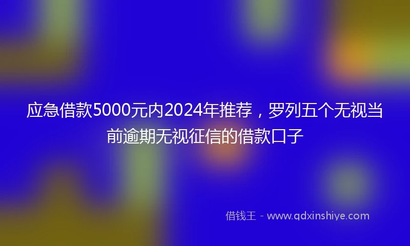 应急借款5000元内2024年推荐，罗列五个无视当前逾期无视征信的借款口子