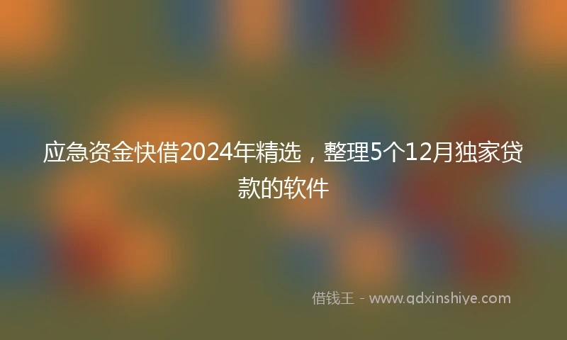 应急资金快借2024年精选，整理5个12月独家贷款的软件