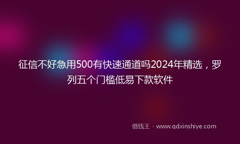 征信不好急用500有快速通道吗2024年精选，罗列五个门槛低易下款软件