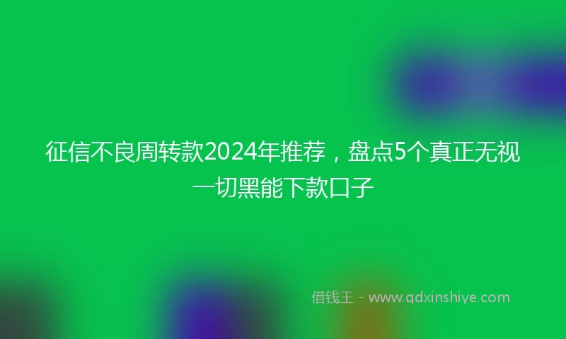 征信不良周转款2024年推荐，盘点5个真正无视一切黑能下款口子