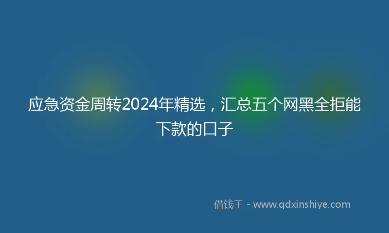 应急资金周转2024年精选，汇总五个网黑全拒能下款的口子