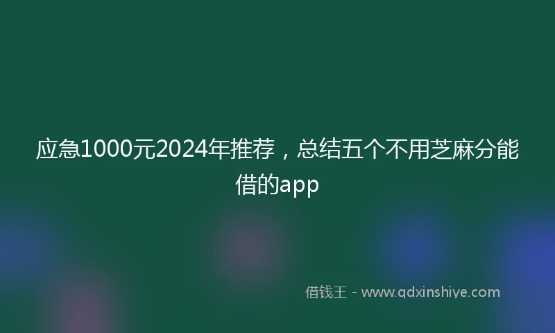 应急1000元2024年推荐，总结五个不用芝麻分能借的app