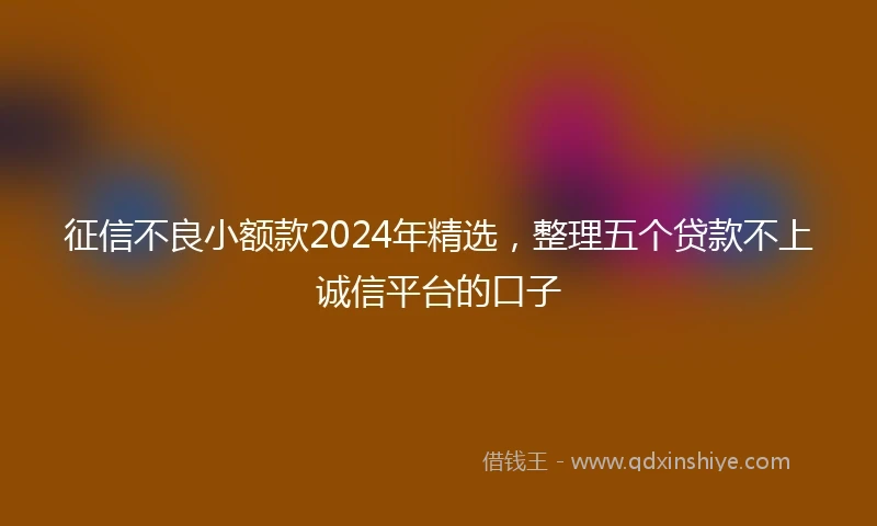 征信不良小额款2024年精选，整理五个贷款不上诚信平台的口子