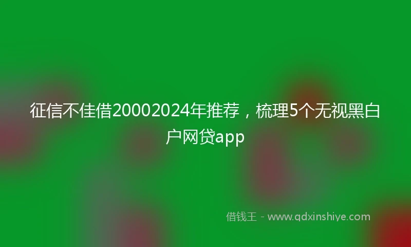 征信不佳借20002024年推荐，梳理5个无视黑白户网贷app