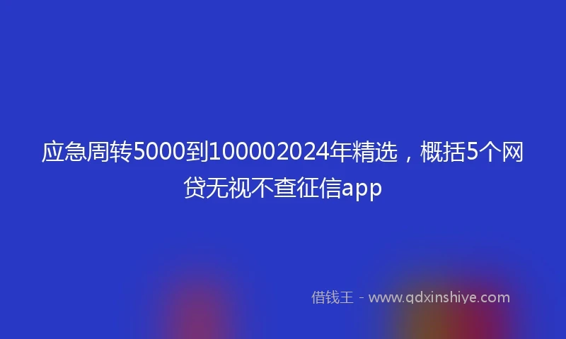 应急周转5000到100002024年精选，概括5个网贷无视不查征信app