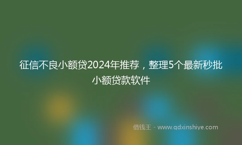 征信不良小额贷2024年推荐，整理5个最新秒批小额贷款软件