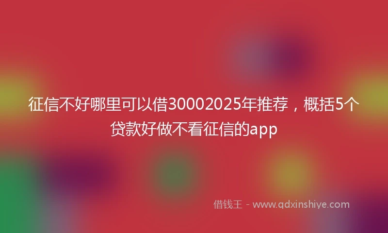 征信不好哪里可以借30002025年推荐，概括5个贷款好做不看征信的app