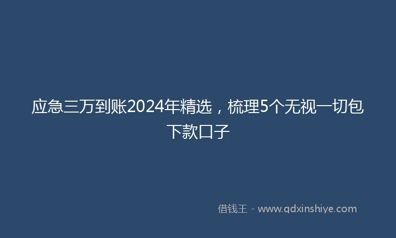 应急三万到账2024年精选，梳理5个无视一切包下款口子
